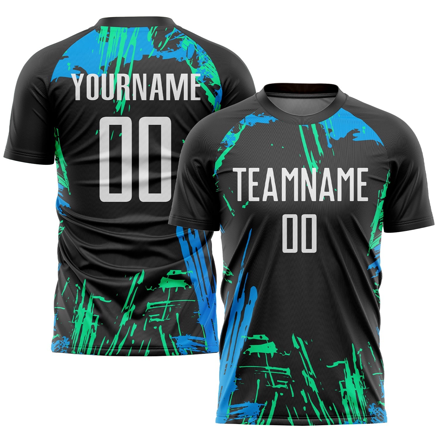 Custom Black White-Light Blue Sublimation Soccer Uniform Jersey - Main View