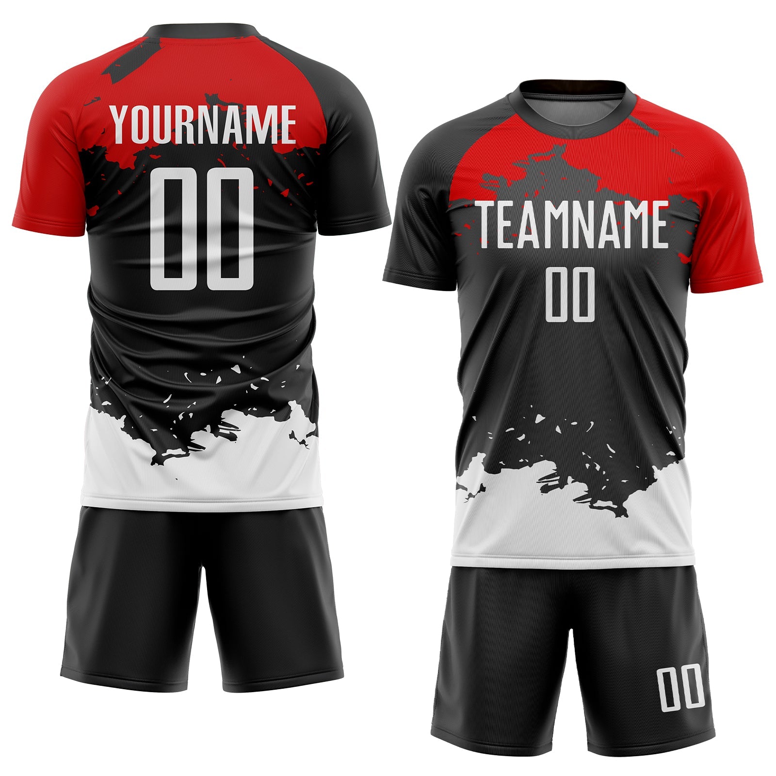 Custom Black White-Red Sublimation Soccer Uniform Jersey view 2