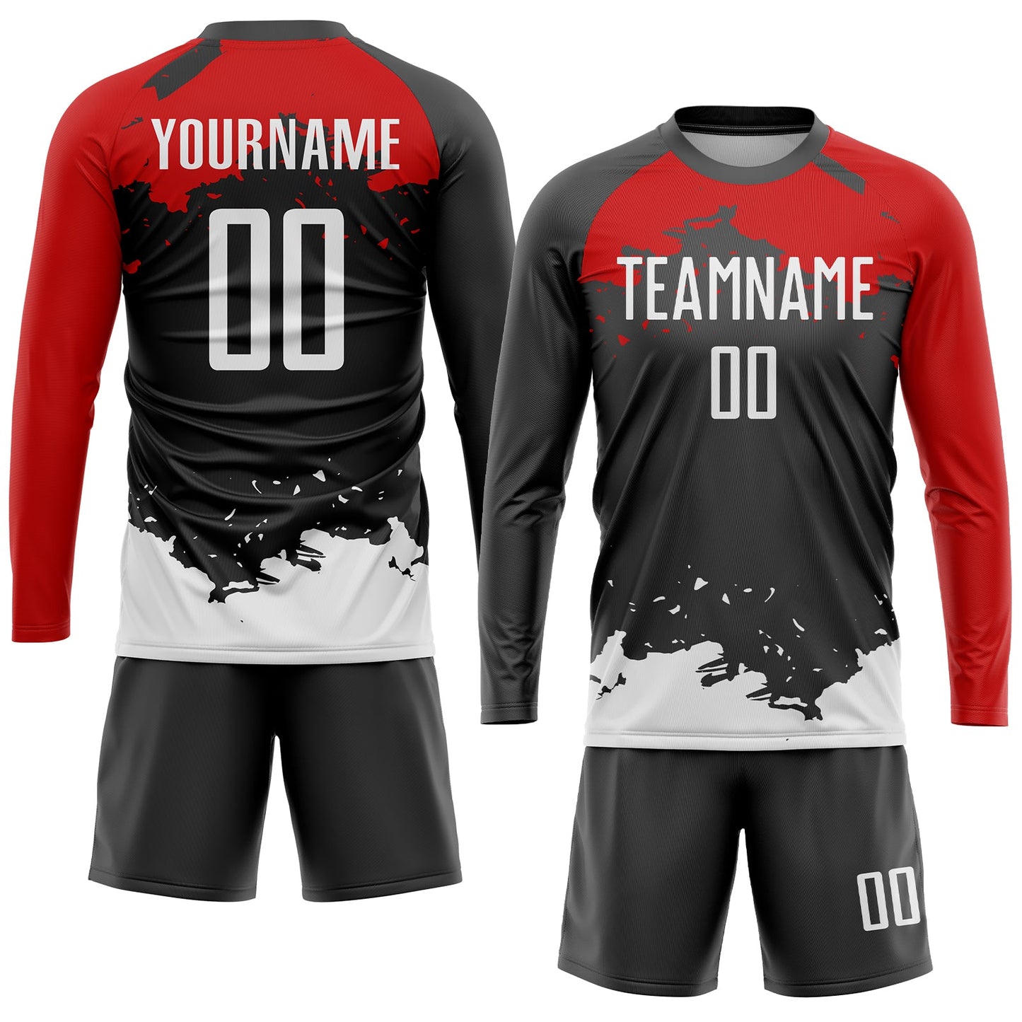 Custom Black White-Red Sublimation Soccer Uniform Jersey view 4