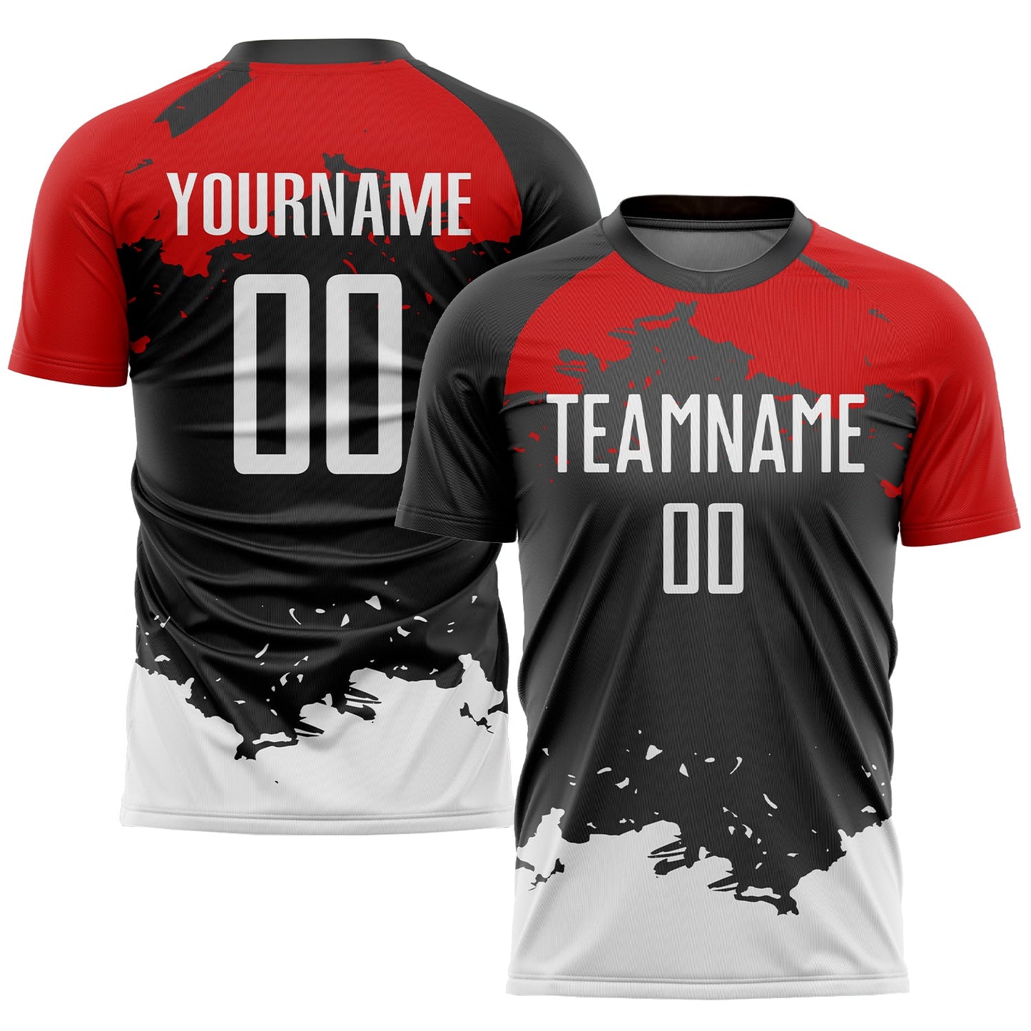 Custom Black White-Red Sublimation Soccer Uniform Jersey - Main View