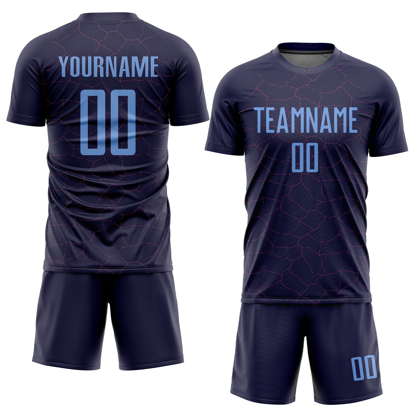 Custom Purple Light Blue Sublimation Soccer Uniform Jersey view 2