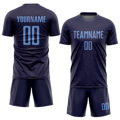 Custom Purple Light Blue Sublimation Soccer Uniform Jersey view 2