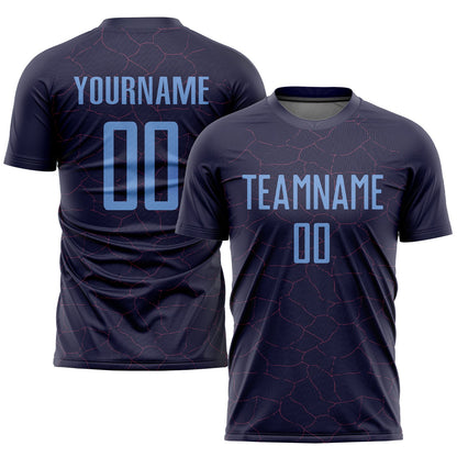Custom Purple Light Blue Sublimation Soccer Uniform Jersey - Main View