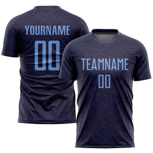 Custom Purple Light Blue Sublimation Soccer Uniform Jersey - Main View