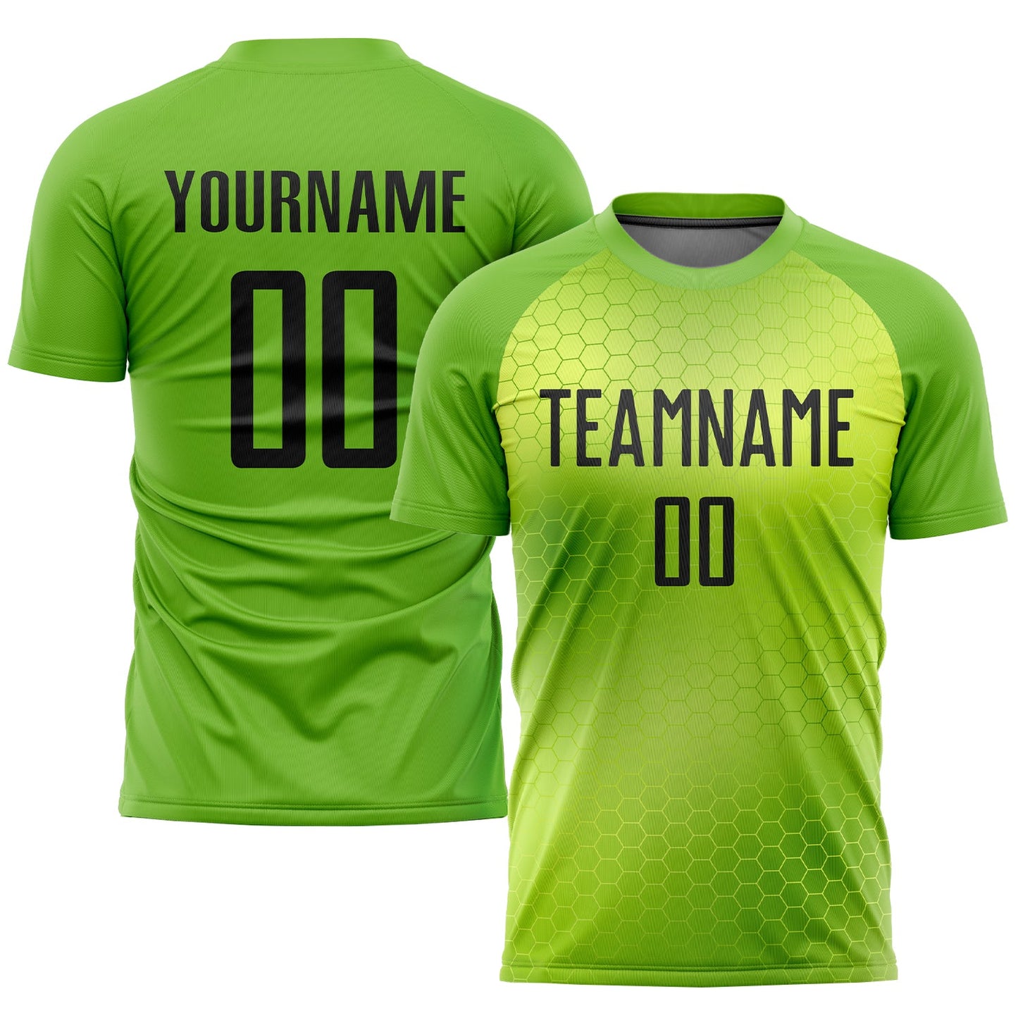 Custom Neon Green Black Sublimation Soccer Uniform Jersey - Main View