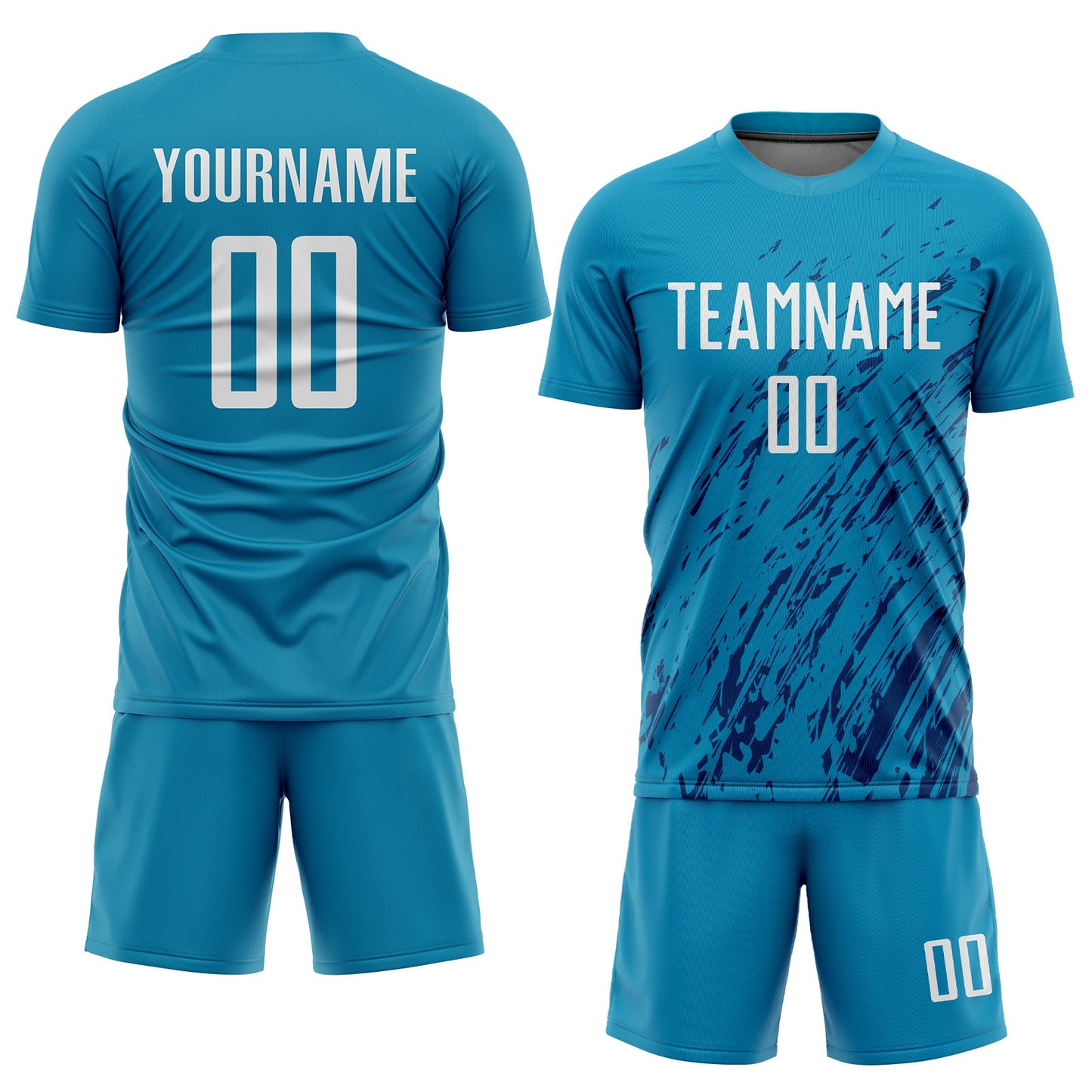 Custom Panther Blue White-Black Sublimation Soccer Uniform Jersey view 2