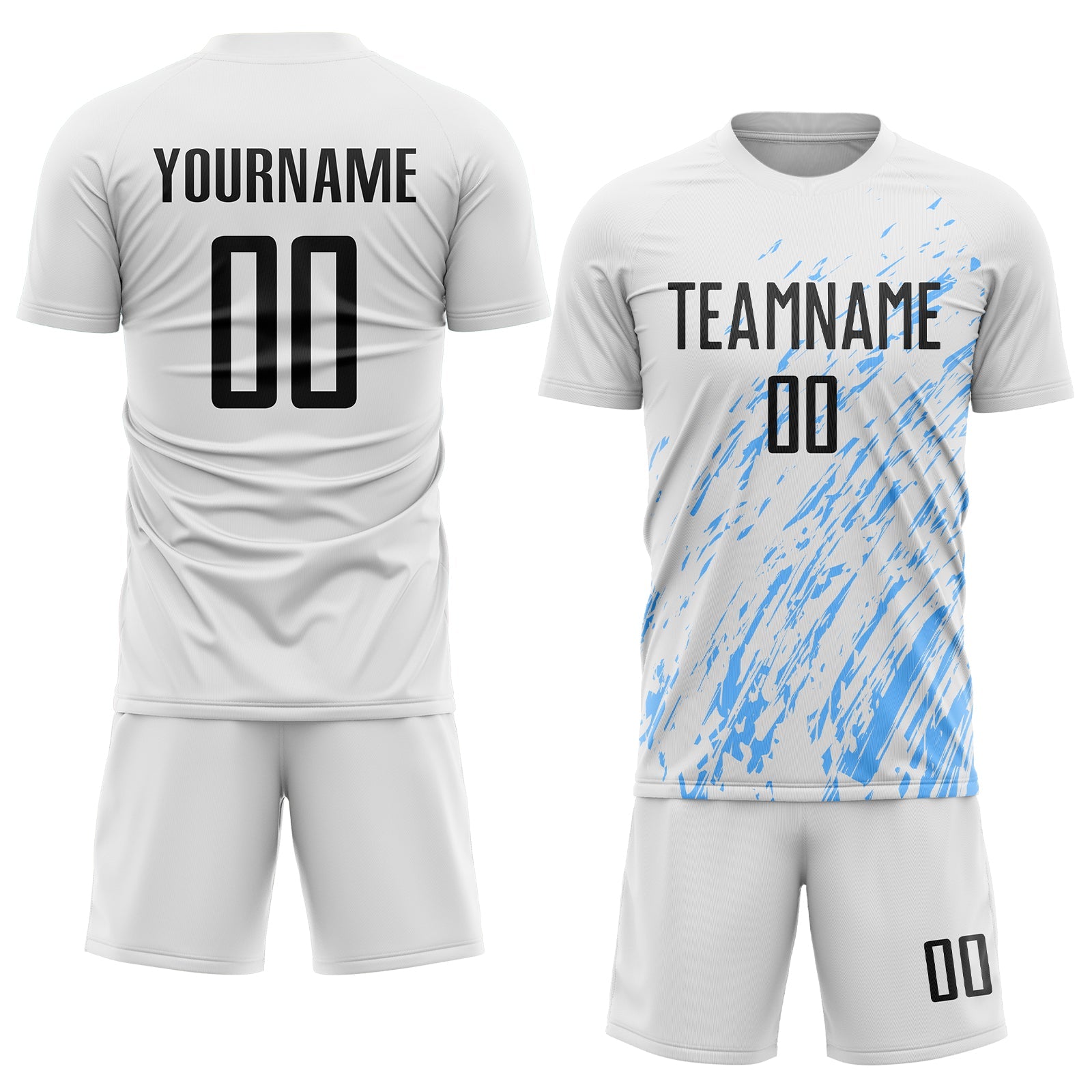 Custom White Black-Light Blue Sublimation Soccer Uniform Jersey view 2