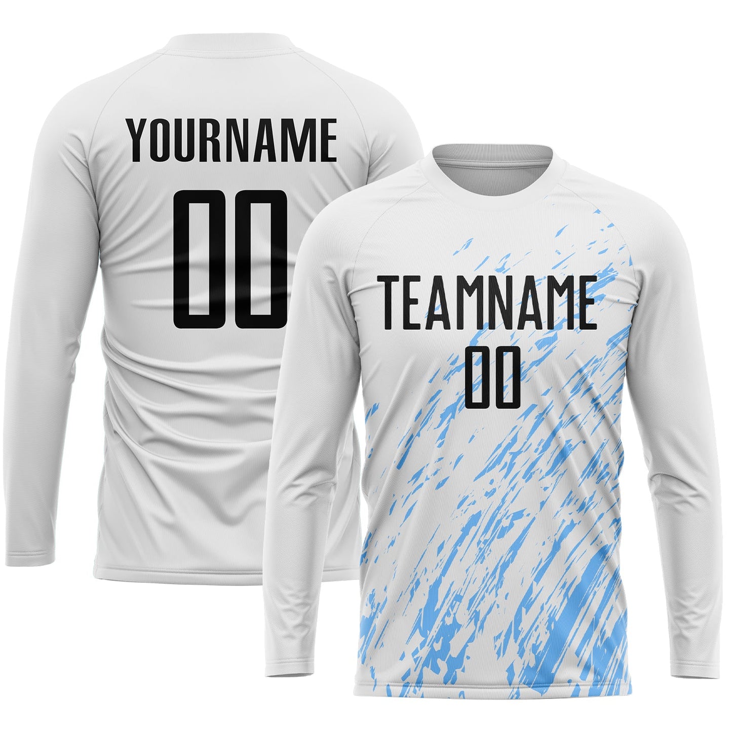 Custom White Black-Light Blue Sublimation Soccer Uniform Jersey view 3