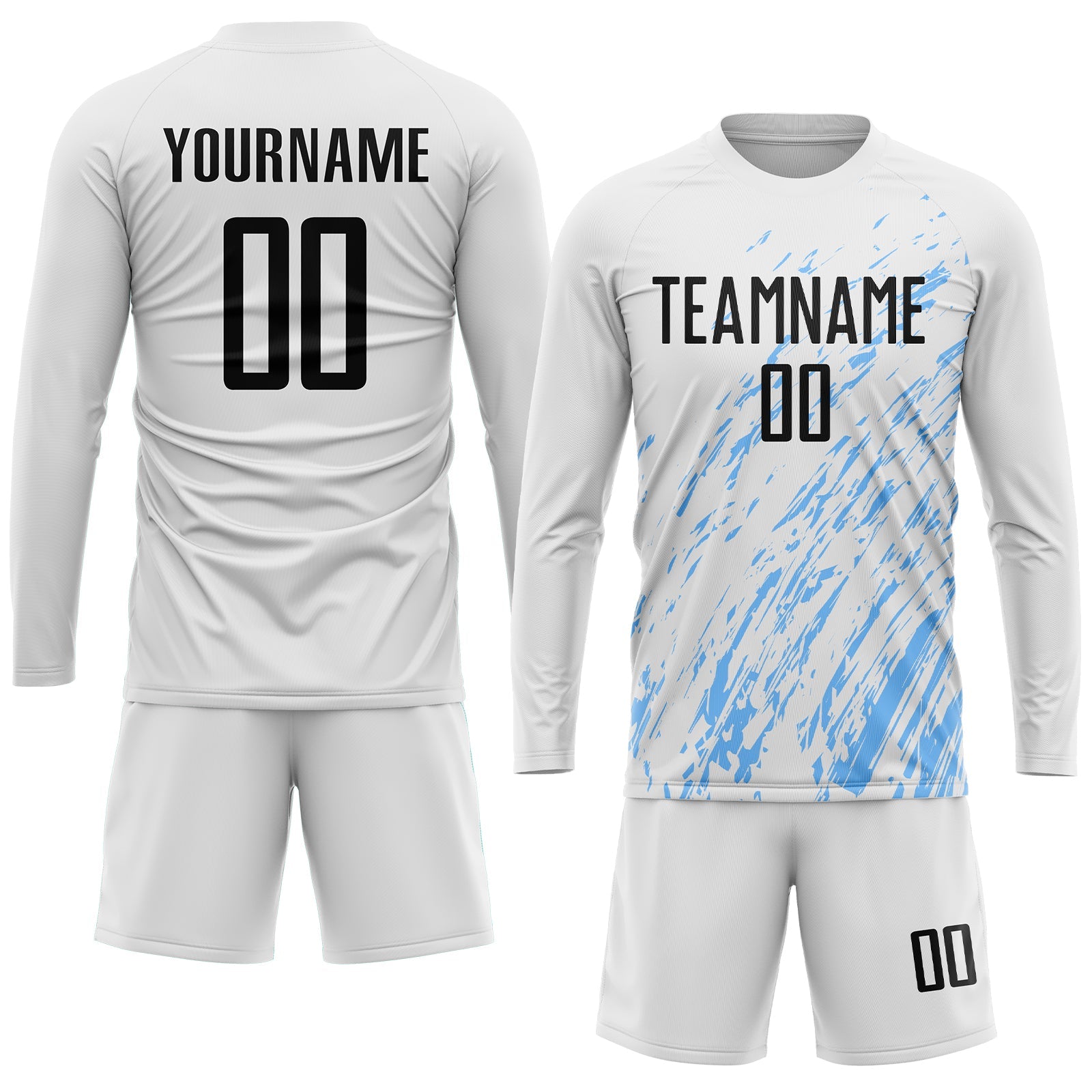 Custom White Black-Light Blue Sublimation Soccer Uniform Jersey view 4