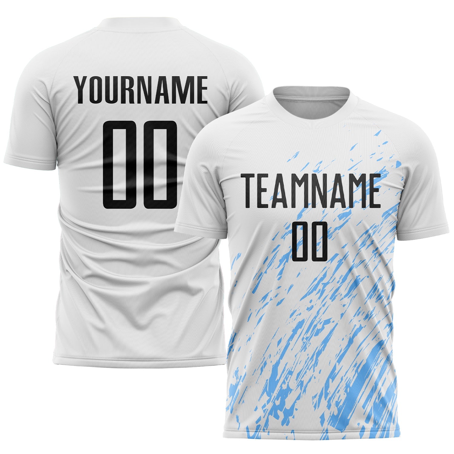Custom White Black-Light Blue Sublimation Soccer Uniform Jersey - Main View