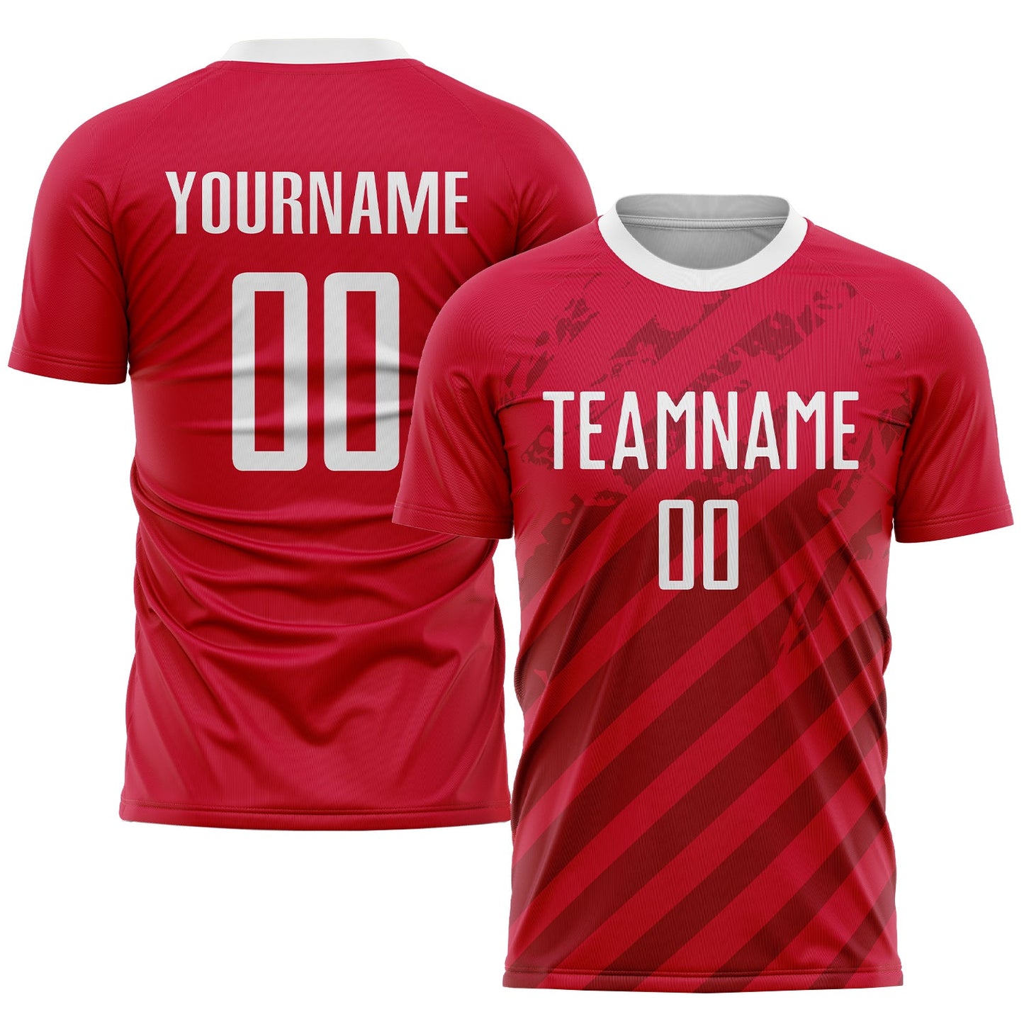 Custom Red White Sublimation Soccer Uniform Jersey - Main View