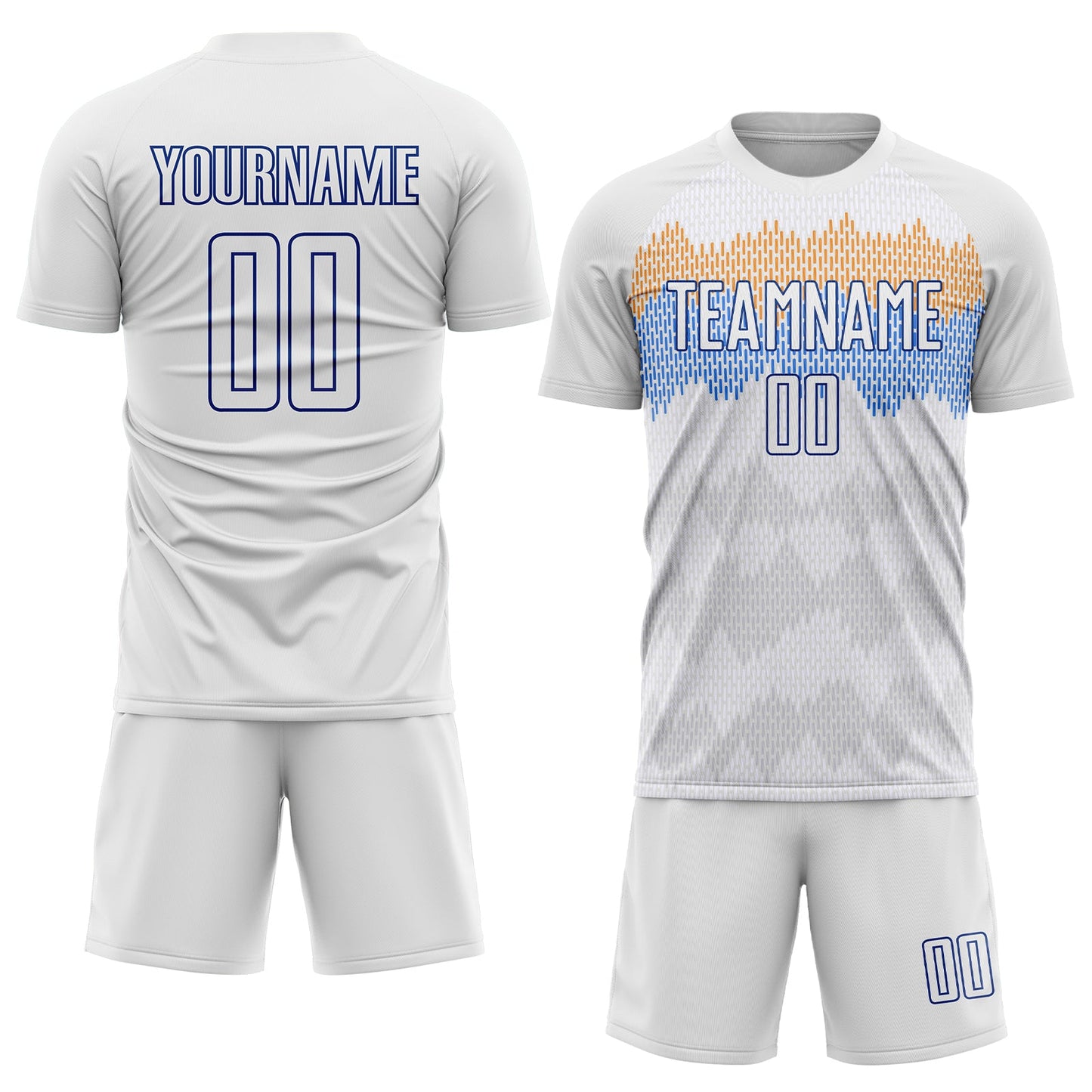 Custom White Royal Sublimation Soccer Uniform Jersey view 2