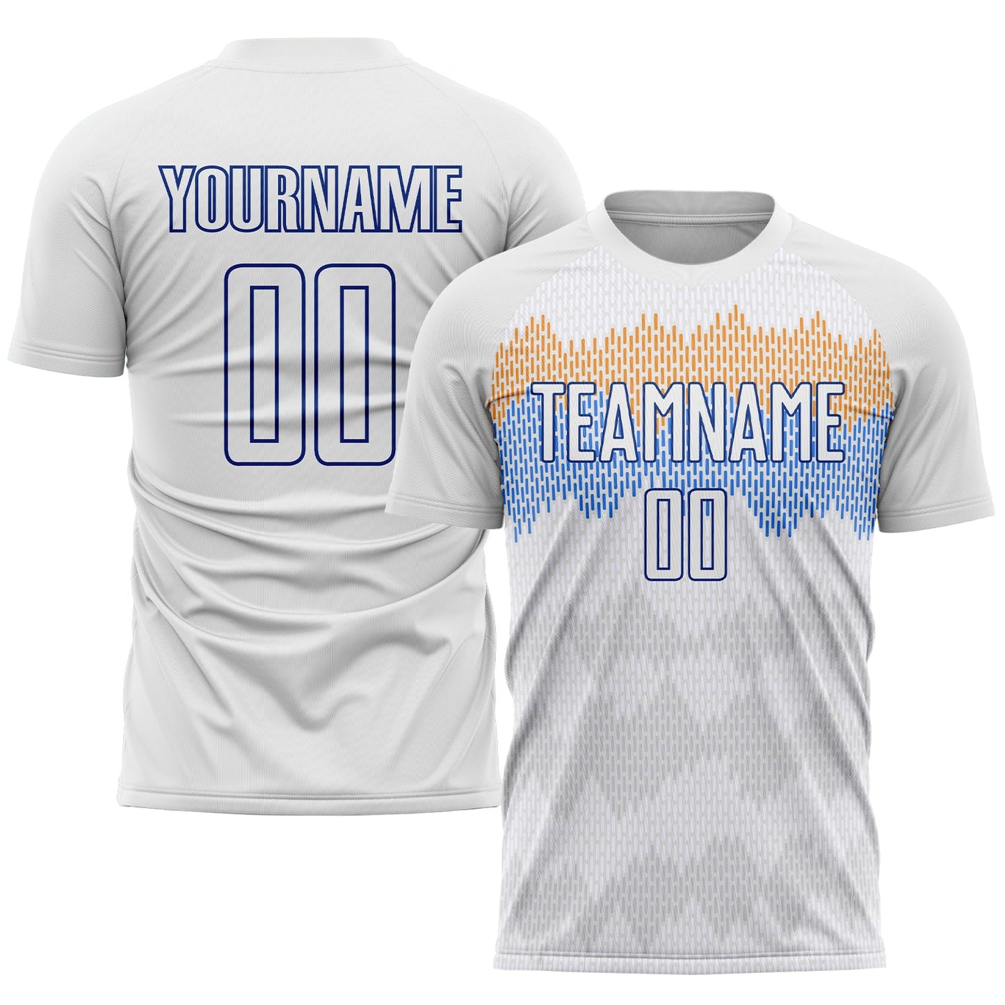 Custom White Royal Sublimation Soccer Uniform Jersey - Main View