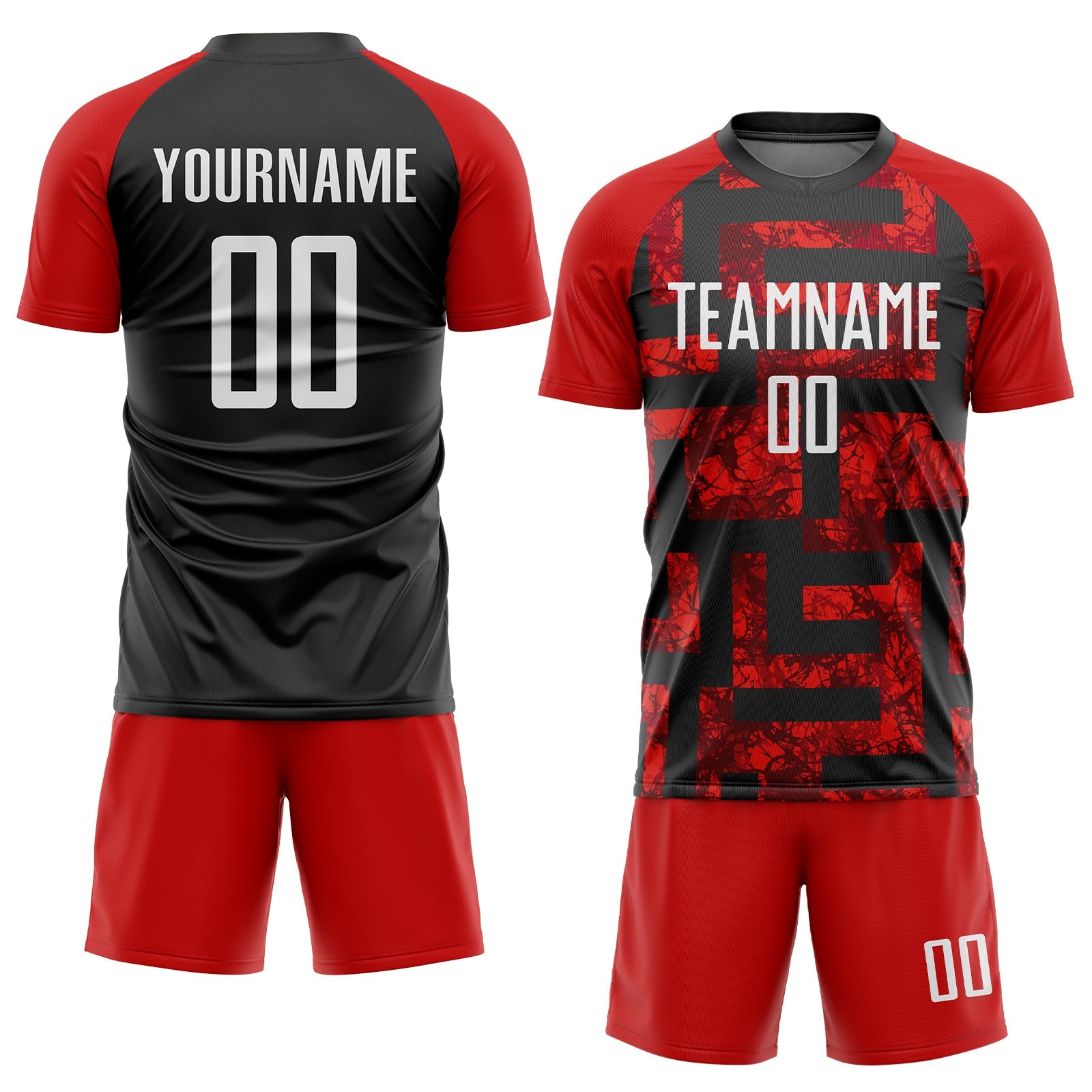 Custom Red White-Black Sublimation Soccer Uniform Jersey view 2