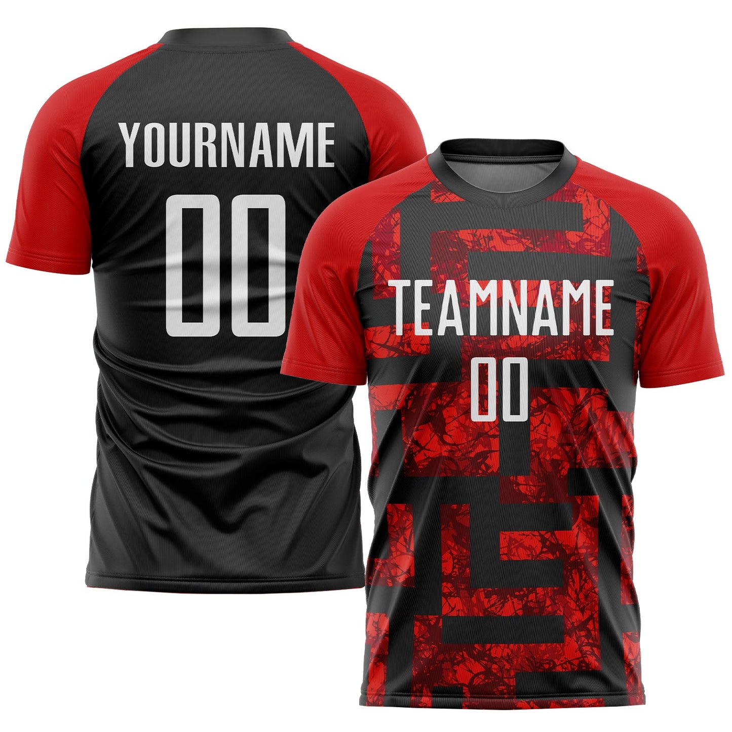 Custom Red White-Black Sublimation Soccer Uniform Jersey - Main View