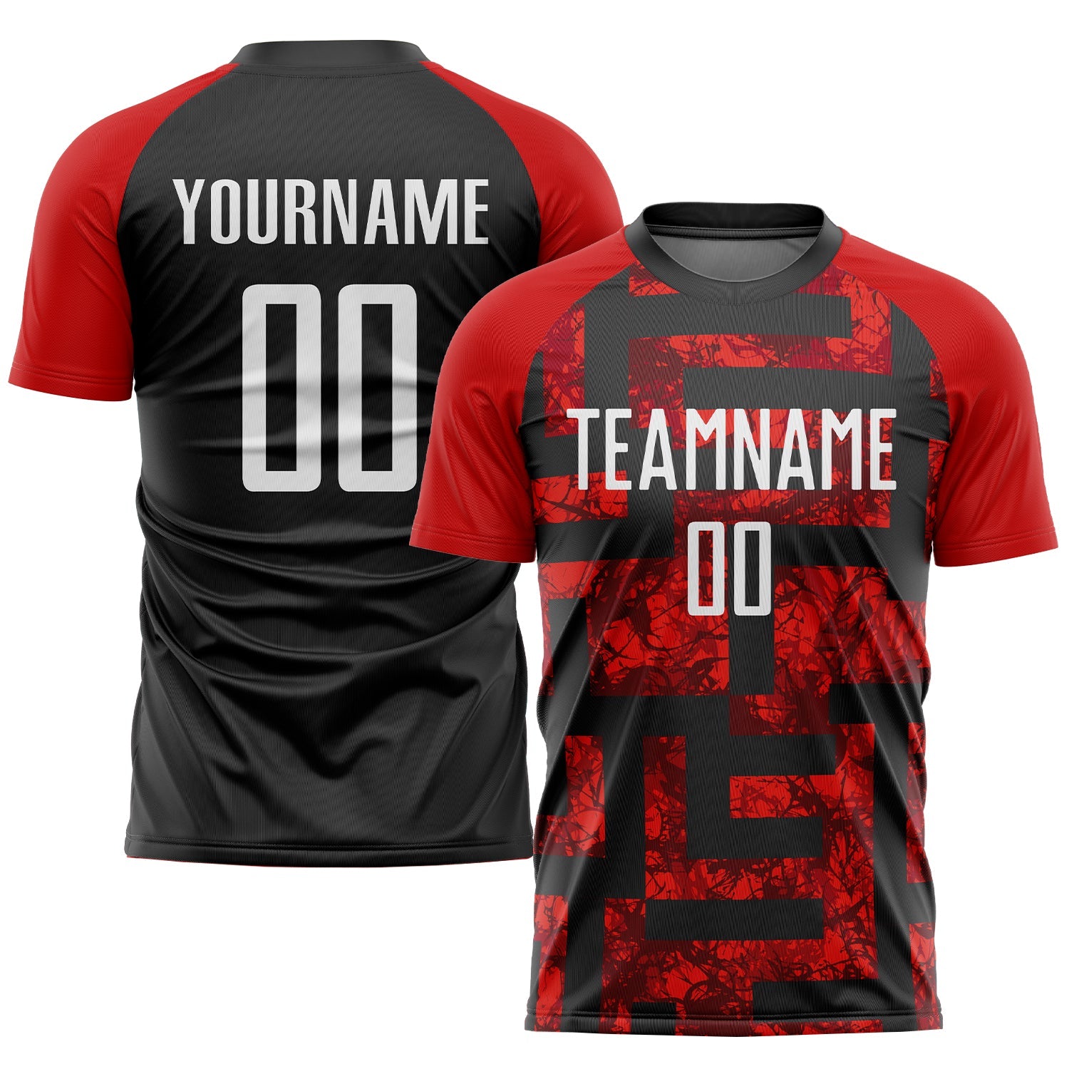 Custom Red White-Black Sublimation Soccer Uniform Jersey - Main View