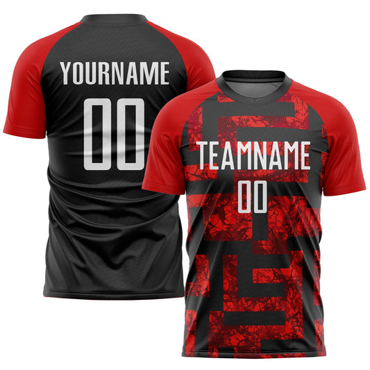 Custom Red White-Black Sublimation Soccer Uniform Jersey - Main View