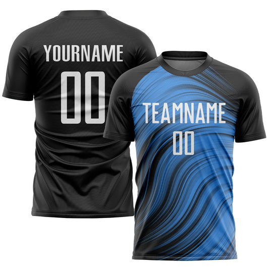 Custom Light Blue White-Black Sublimation Soccer Uniform Jersey - Main View