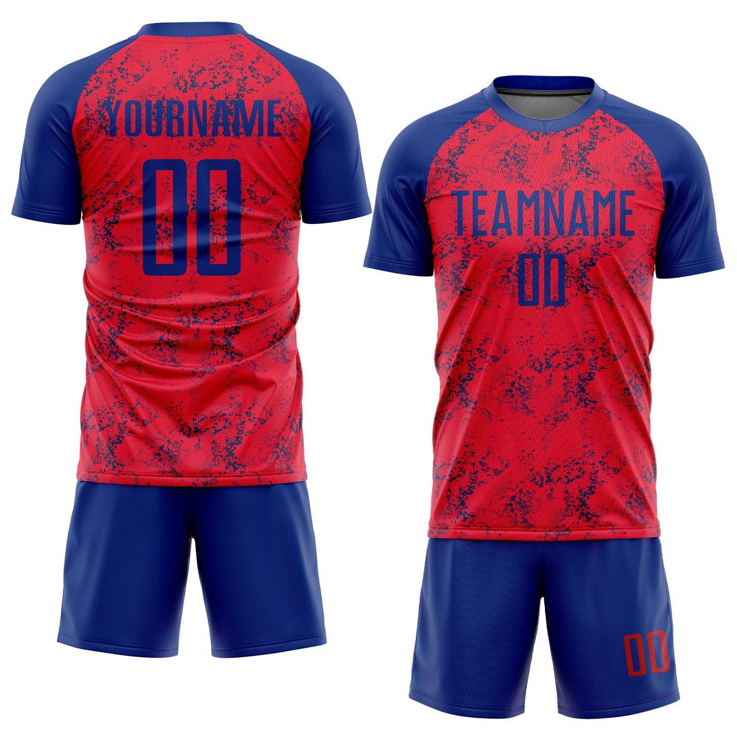 Custom Red Royal Sublimation Soccer Uniform Jersey view 2