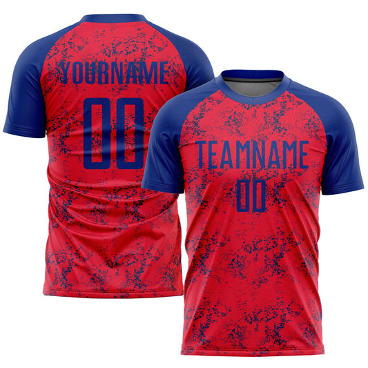 Custom Red Royal Sublimation Soccer Uniform Jersey - Main View