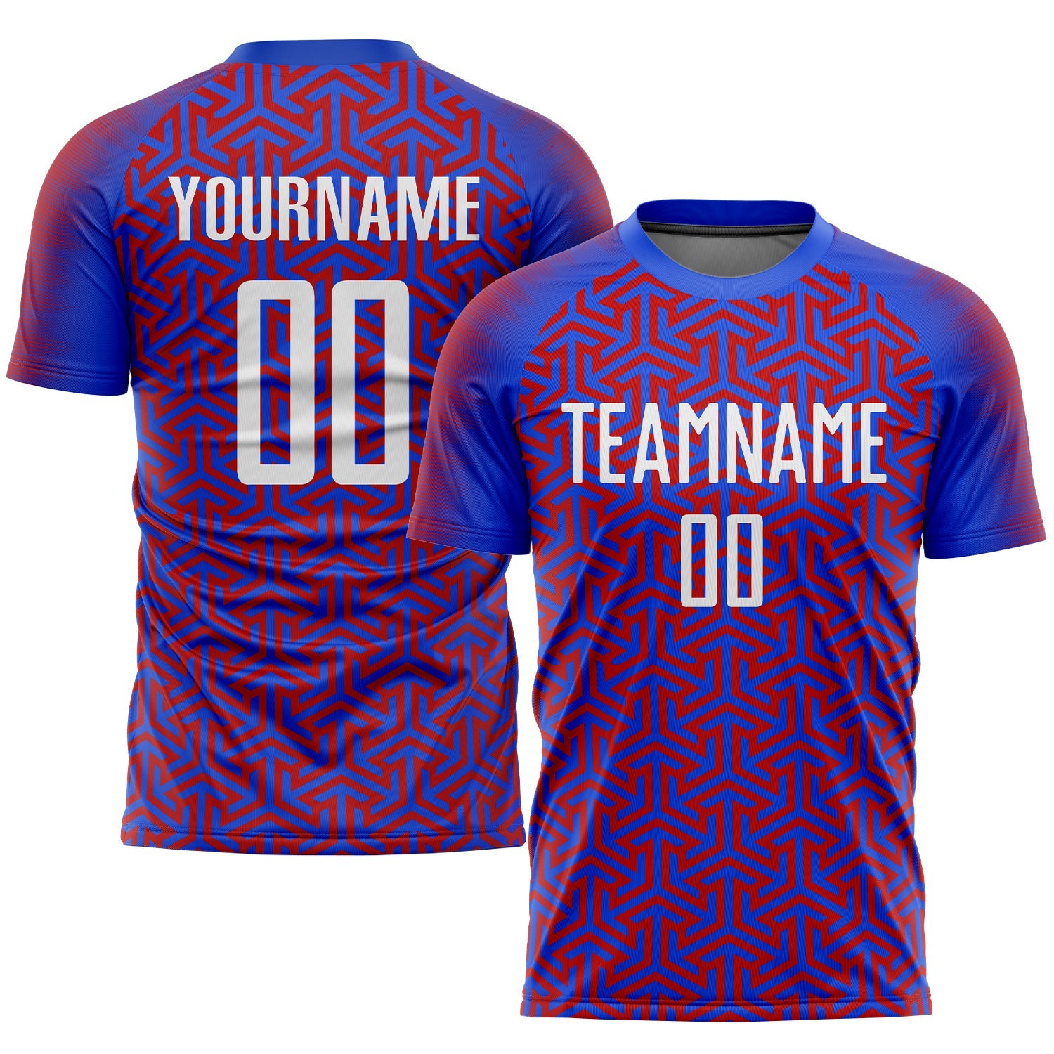 Custom Royal White-Red Sublimation Soccer Uniform Jersey - Main View