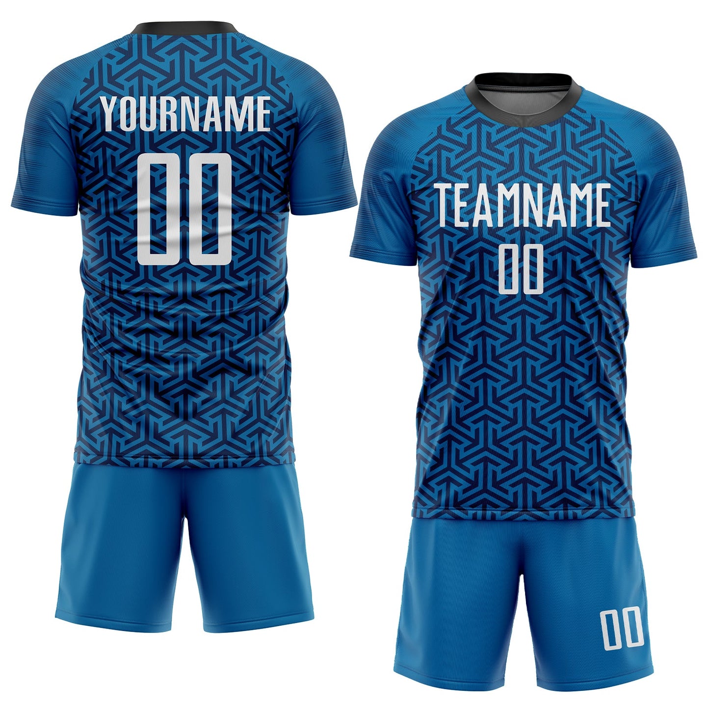 Custom Blue White-Black Sublimation Soccer Uniform Jersey view 2