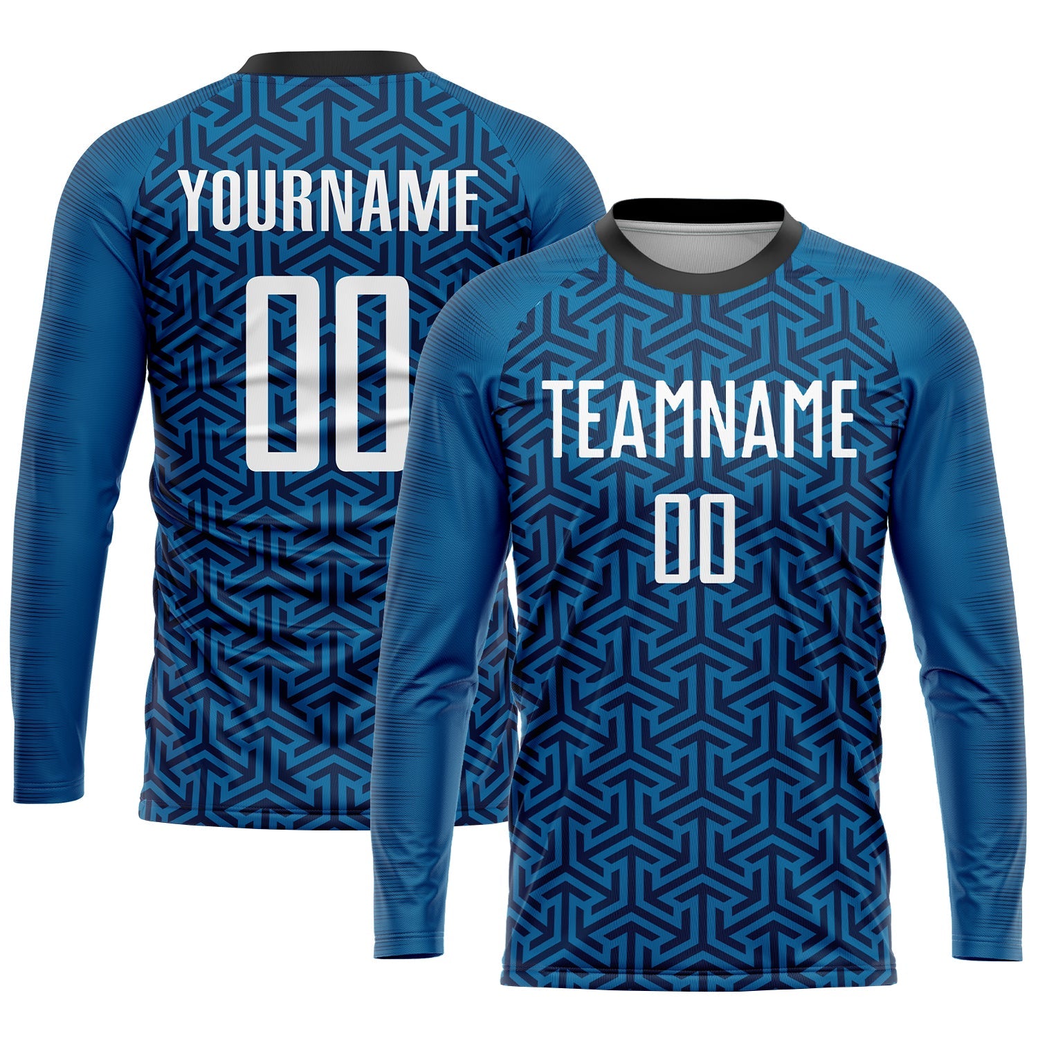 Custom Blue White-Black Sublimation Soccer Uniform Jersey view 3