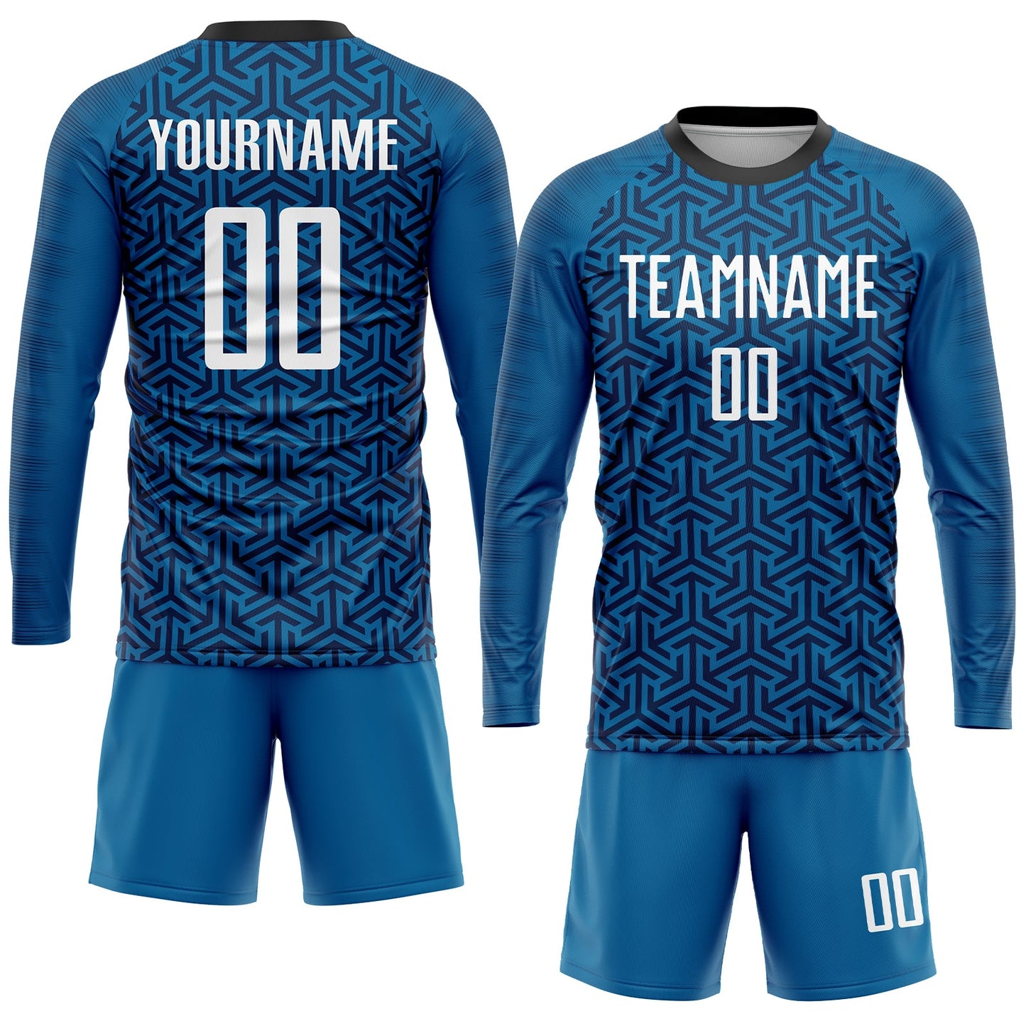 Custom Blue White-Black Sublimation Soccer Uniform Jersey view 4