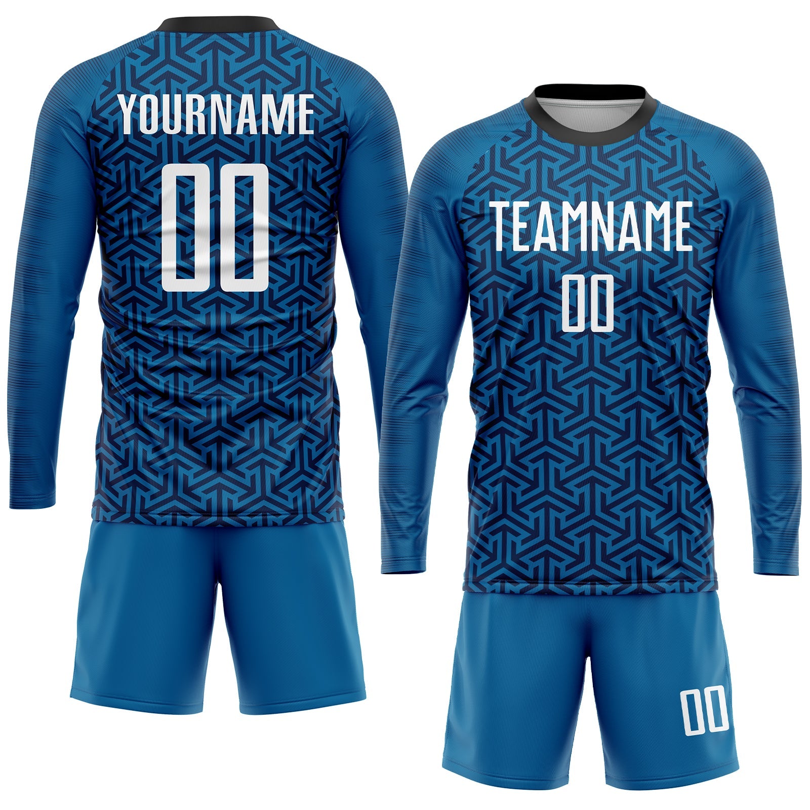 Custom Blue White-Black Sublimation Soccer Uniform Jersey view 4