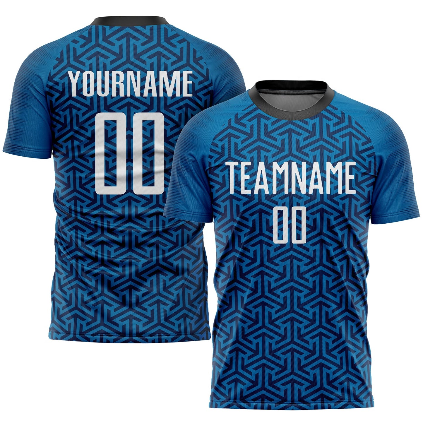 Custom Blue White-Black Sublimation Soccer Uniform Jersey - Main View