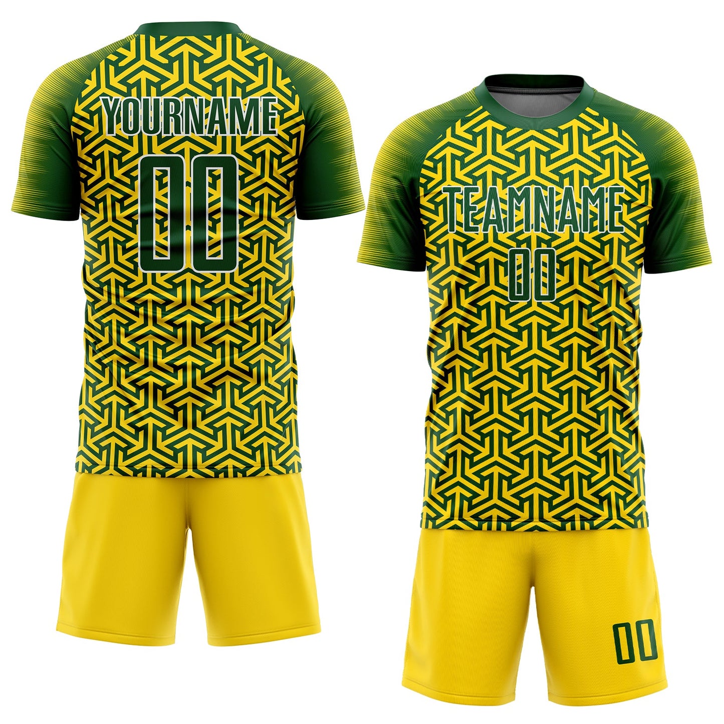 Custom Gold Green-White Sublimation Soccer Uniform Jersey view 2
