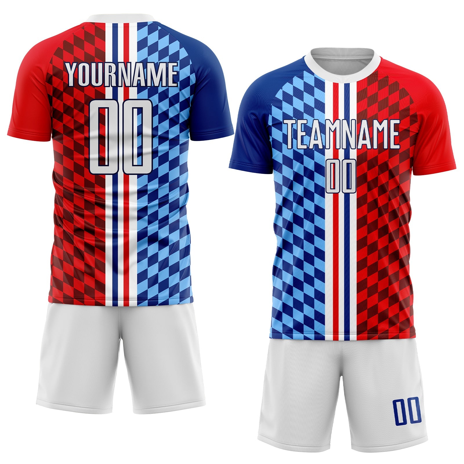 Custom Figure White-Royal Sublimation Soccer Uniform Jersey view 2