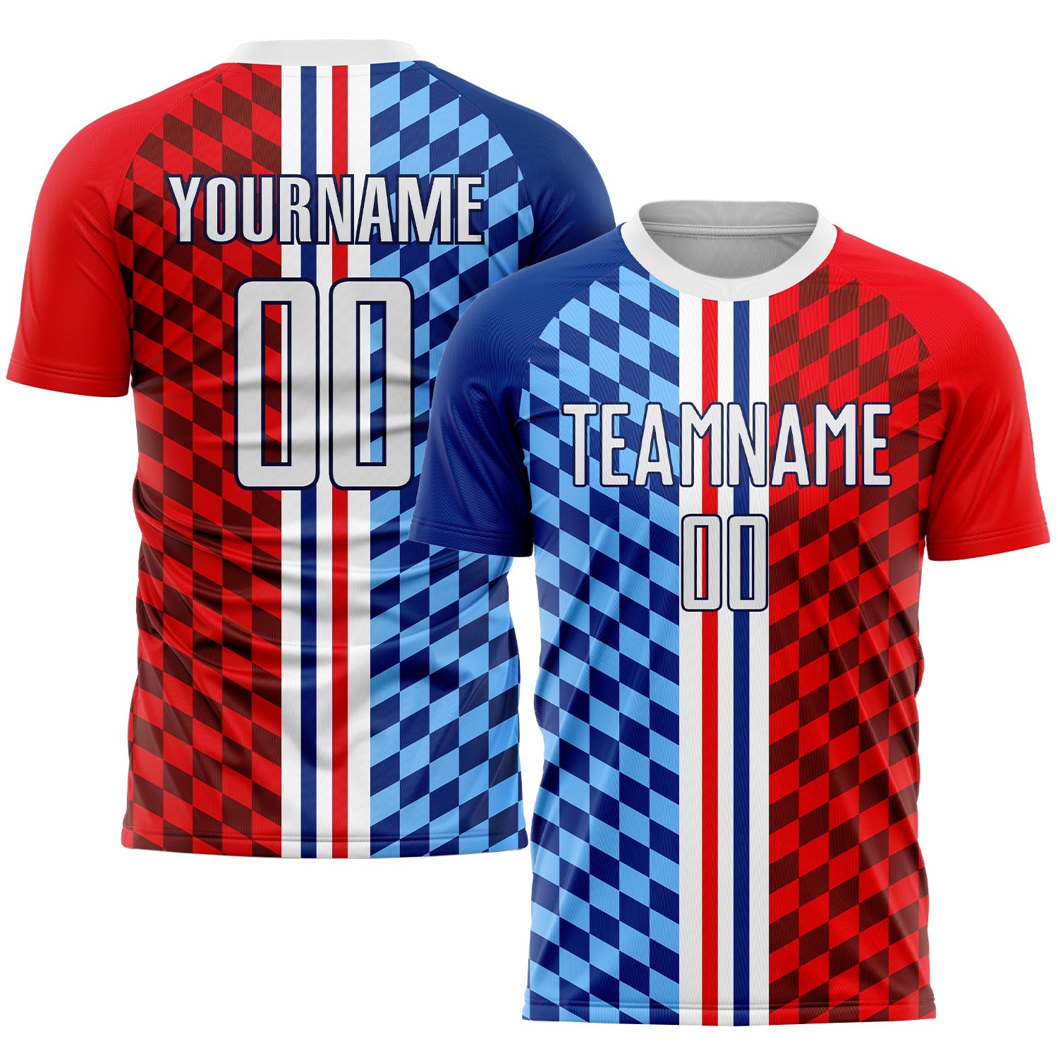 Custom Figure White-Royal Sublimation Soccer Uniform Jersey - Main View