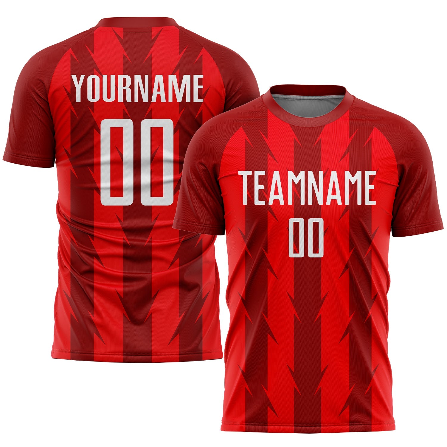 Custom Red White Sublimation Soccer Uniform Jersey - Main View