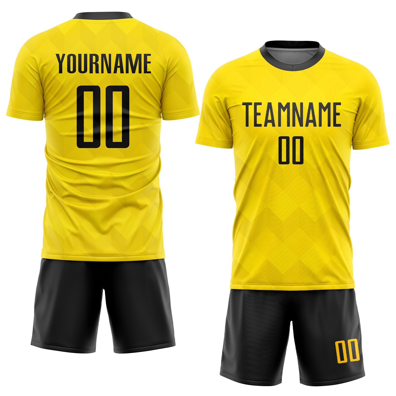 Custom Gold Black Sublimation Soccer Uniform Jersey view 2