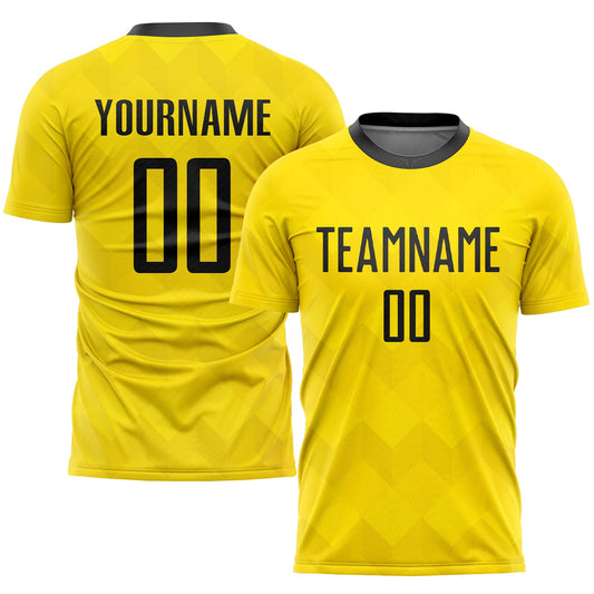 Custom Gold Black Sublimation Soccer Uniform Jersey - Main View