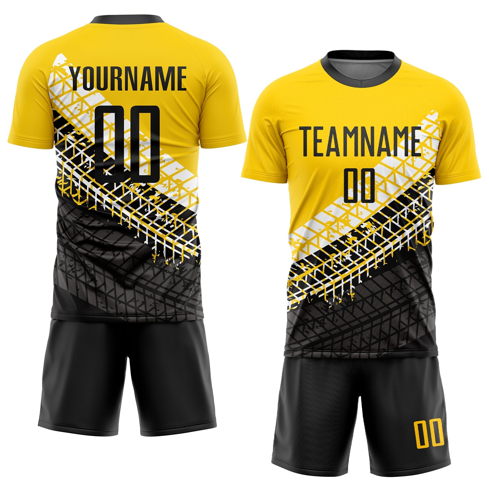 Custom Gold Black-White Sublimation Soccer Uniform Jersey view 2