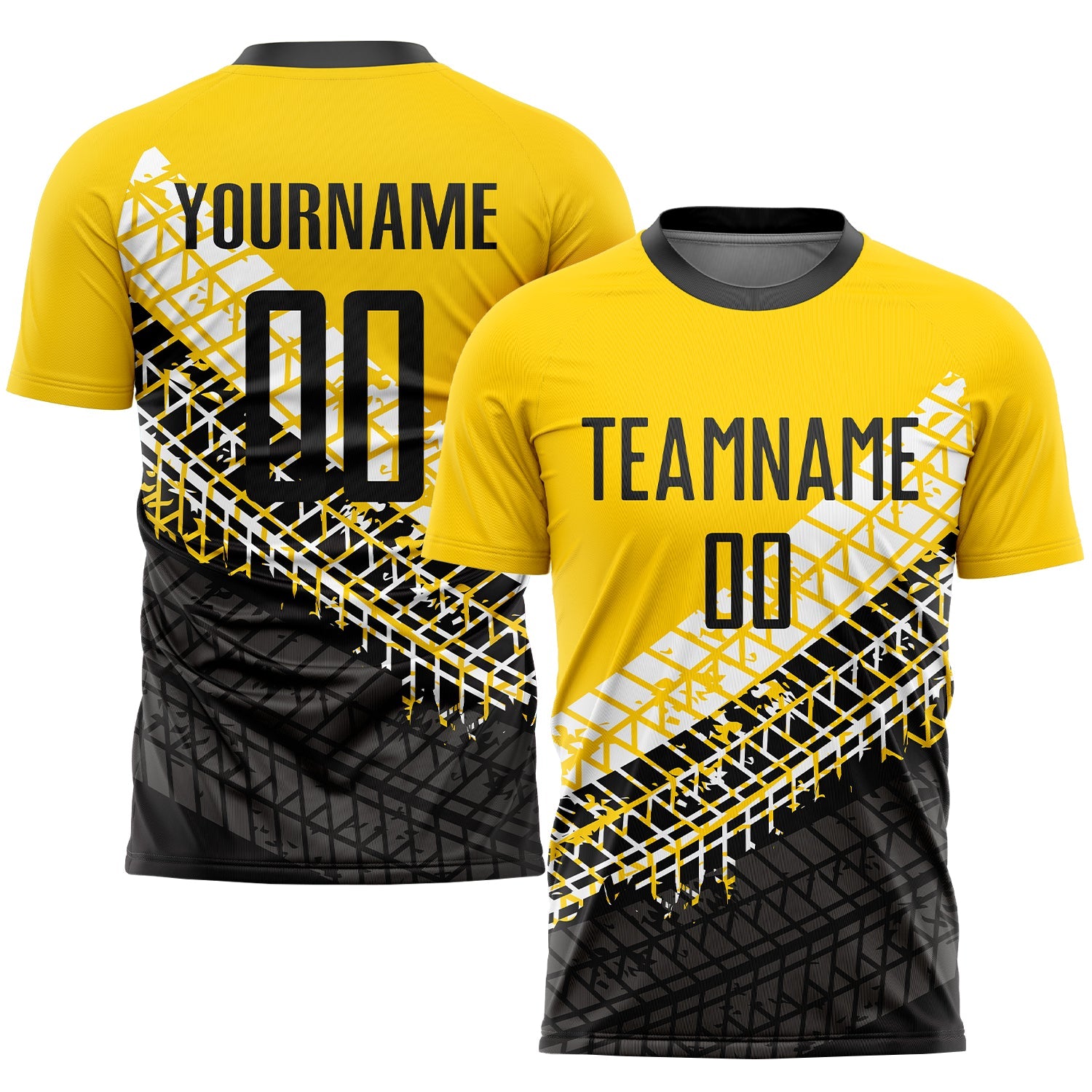 Custom Gold Black-White Sublimation Soccer Uniform Jersey - Main View