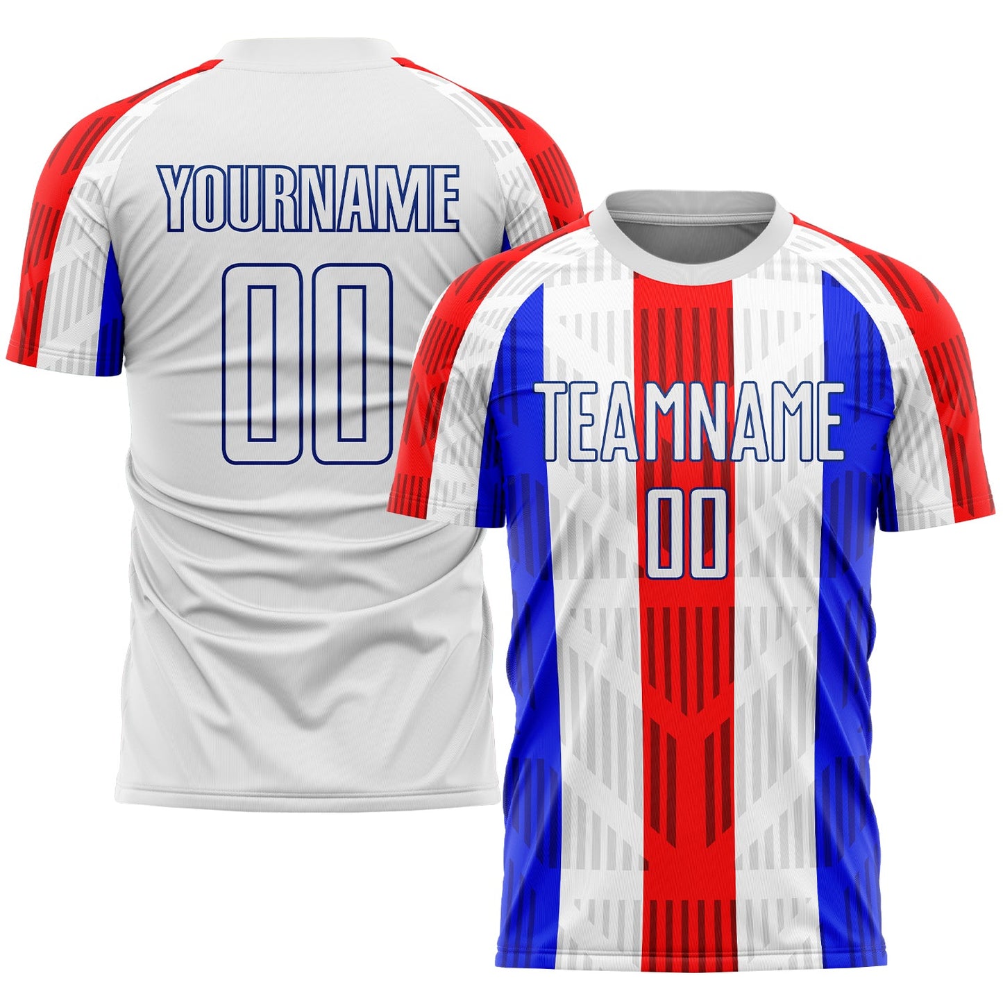 Custom White White-Royal Sublimation Soccer Uniform Jersey - Main View
