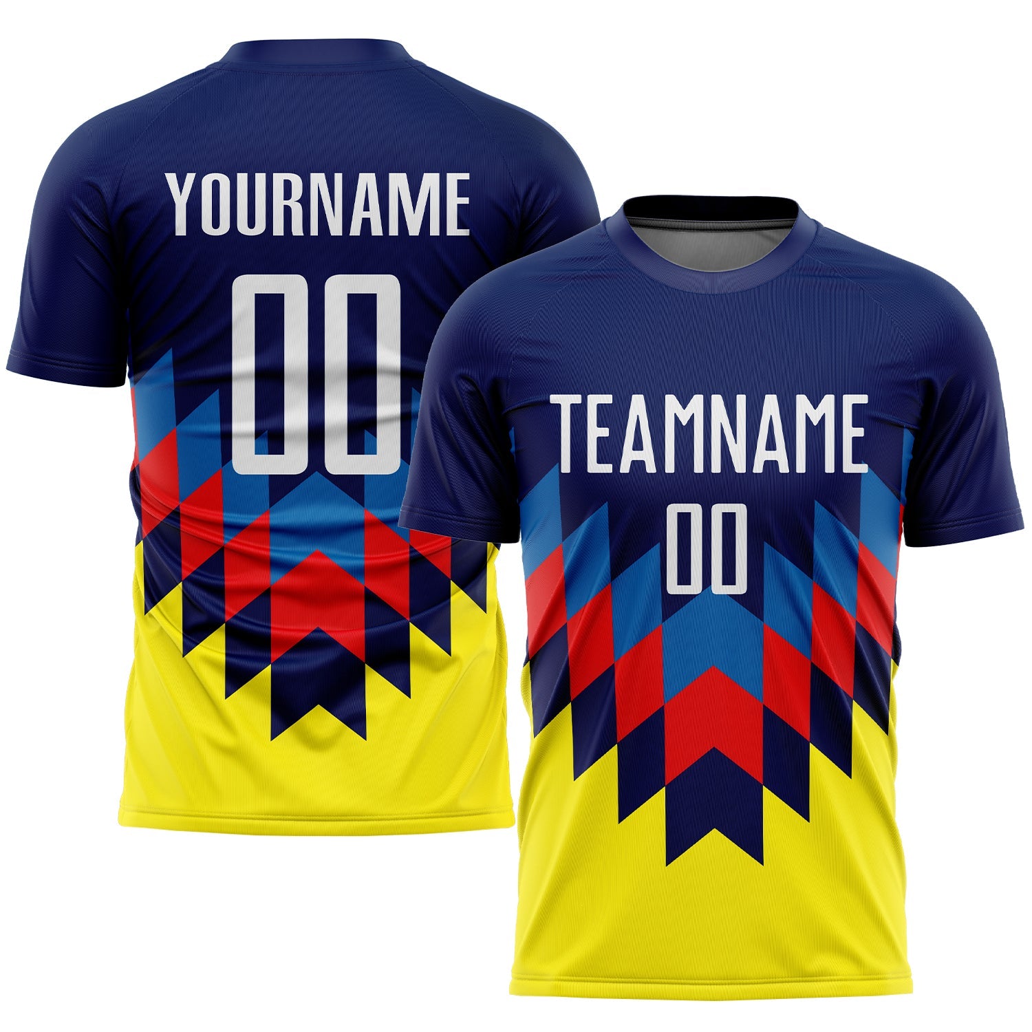 Custom Figure White-Gold Sublimation Soccer Uniform Jersey - Main View