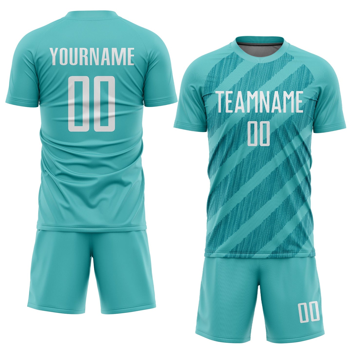 Custom Aqua White Sublimation Soccer Uniform Jersey view 2