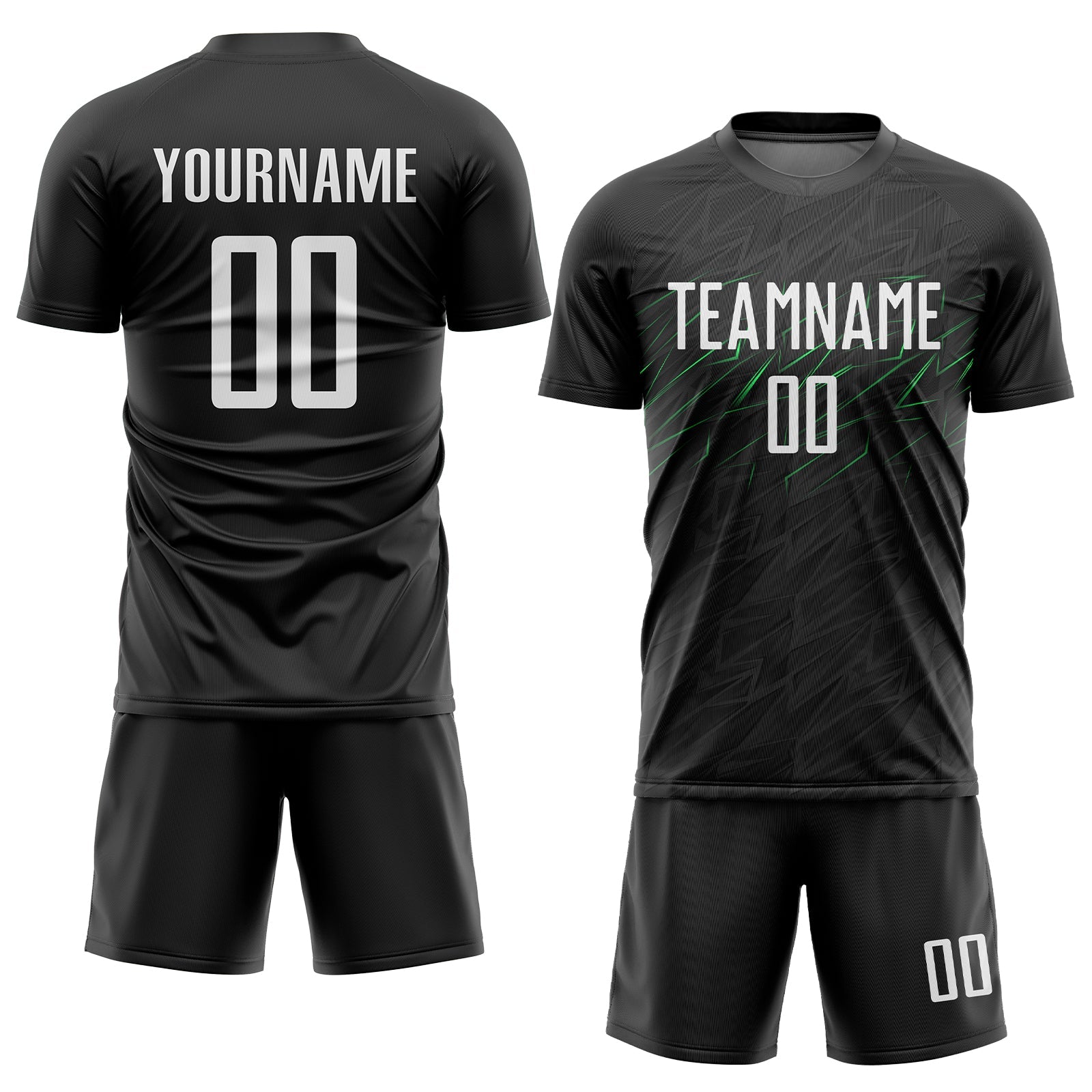 Custom Black White-Neon Green Sublimation Soccer Uniform Jersey view 2