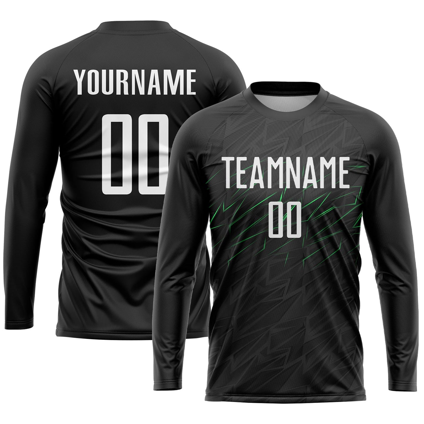 Custom Black White-Neon Green Sublimation Soccer Uniform Jersey view 3