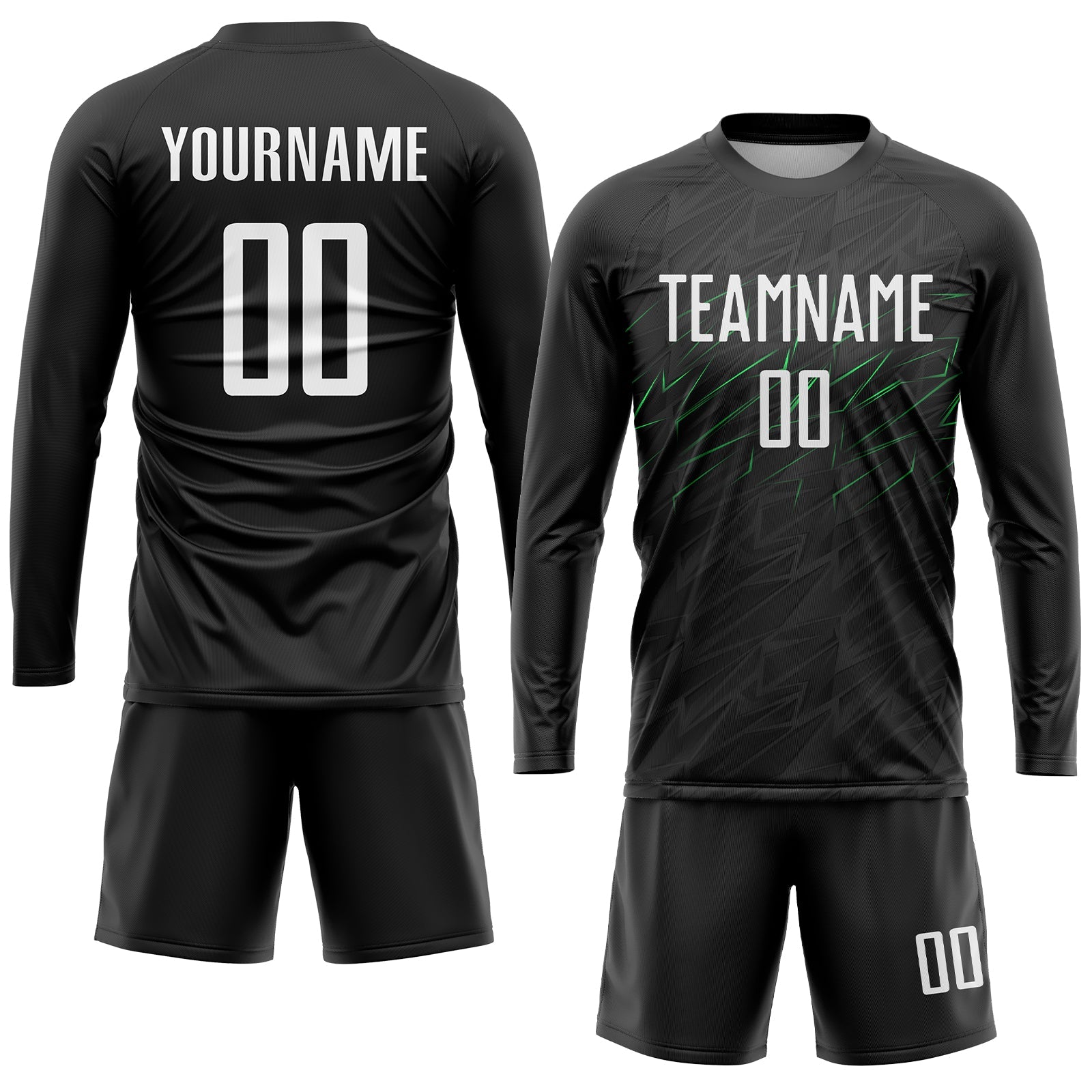 Custom Black White-Neon Green Sublimation Soccer Uniform Jersey view 4