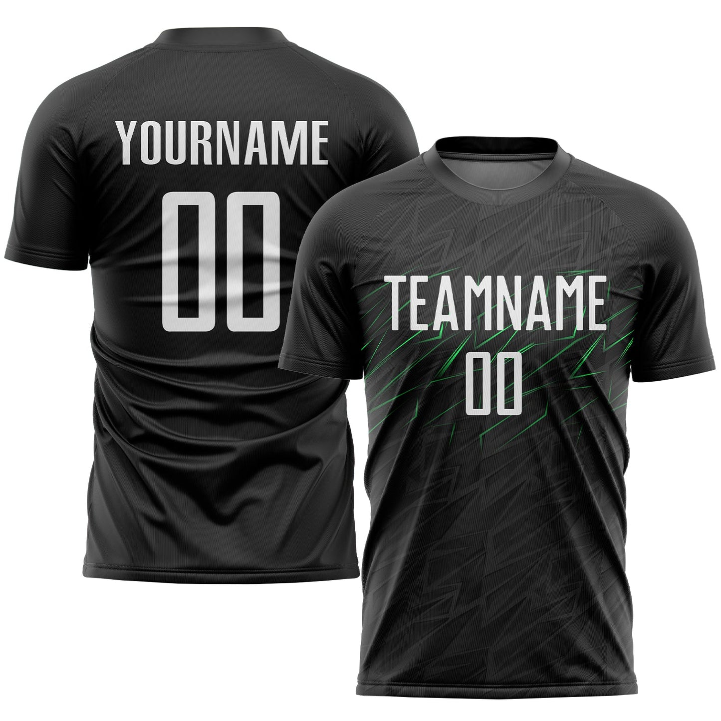 Custom Black White-Neon Green Sublimation Soccer Uniform Jersey - Main View