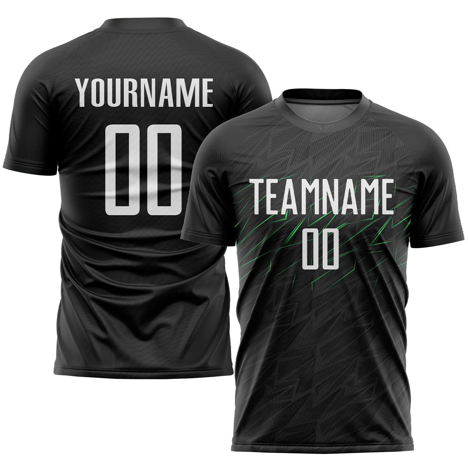 Custom Black White-Neon Green Sublimation Soccer Uniform Jersey - Main View