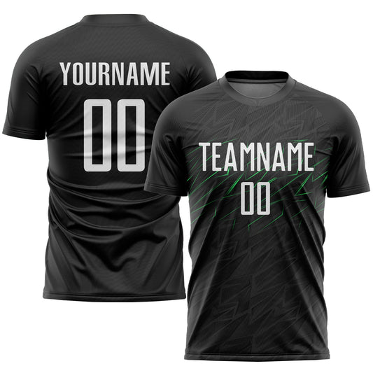 Custom Black White-Neon Green Sublimation Soccer Uniform Jersey - Main View