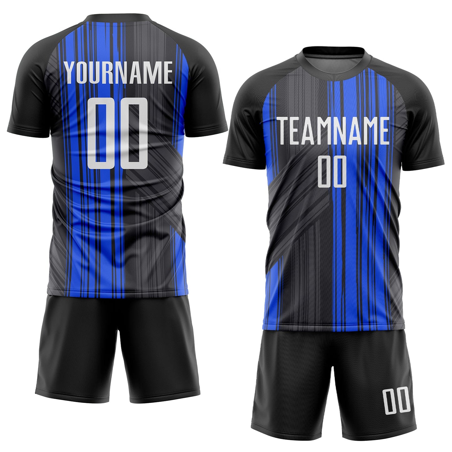 Custom Black White-Royal Sublimation Soccer Uniform Jersey view 2