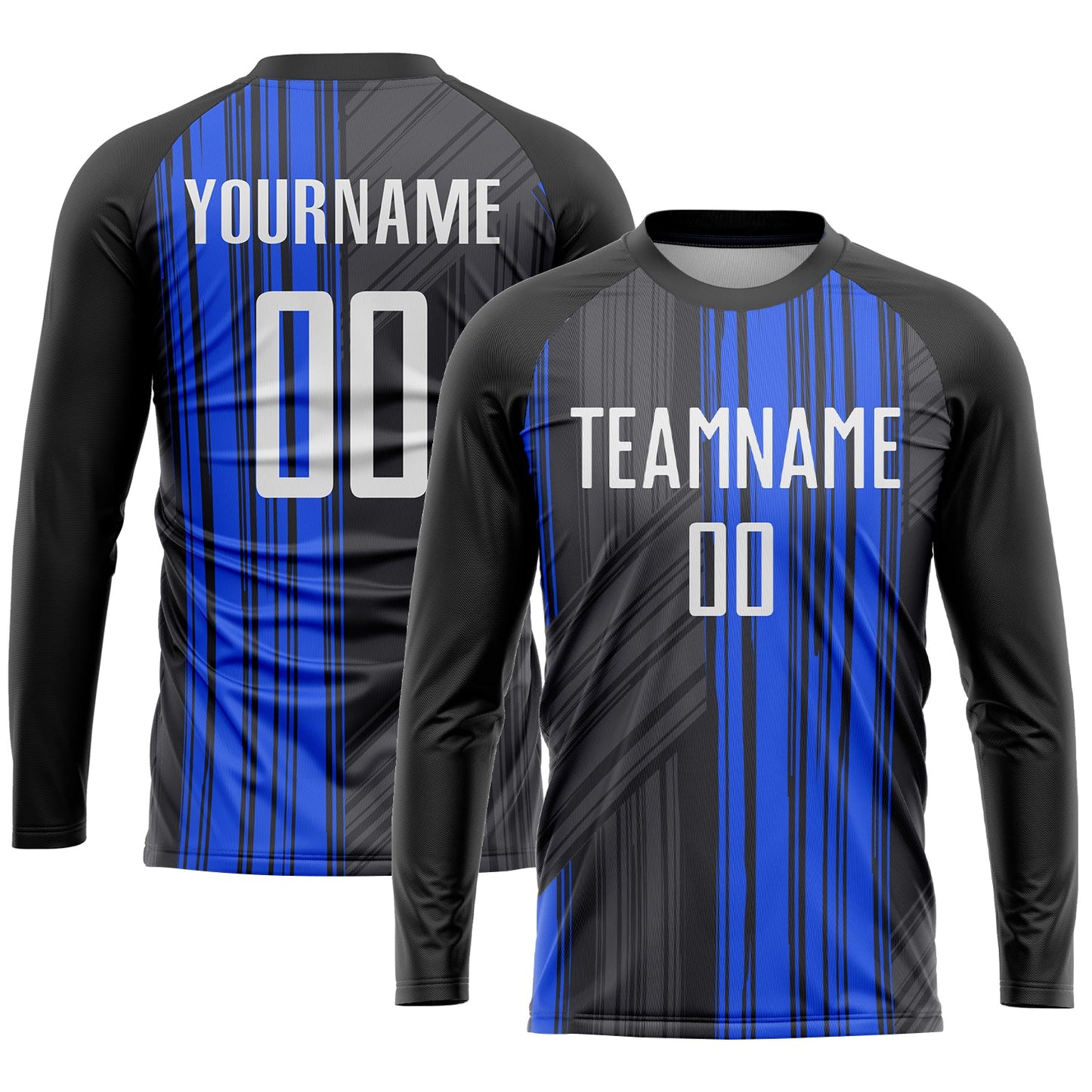 Custom Black White-Royal Sublimation Soccer Uniform Jersey view 3