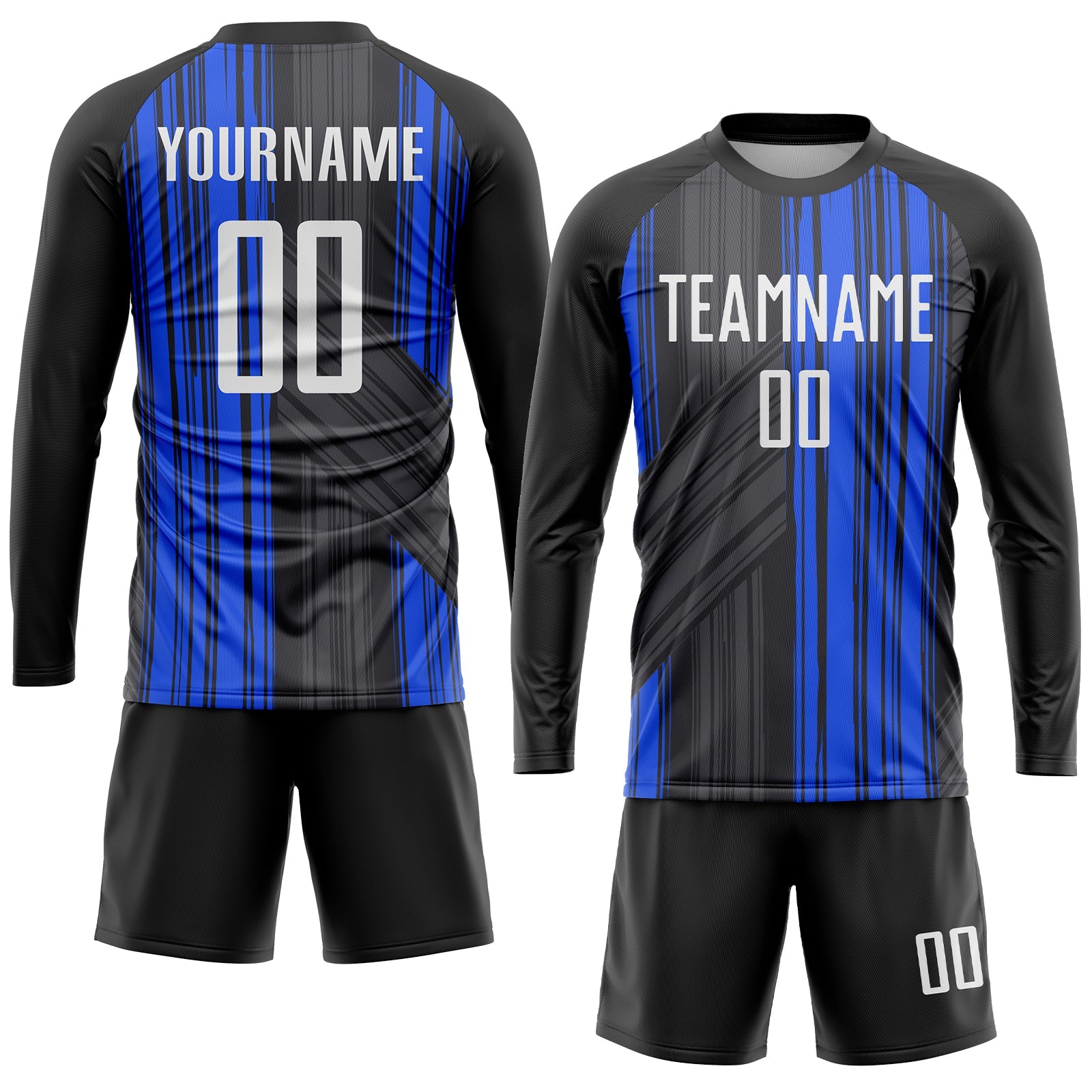 Custom Black White-Royal Sublimation Soccer Uniform Jersey view 4